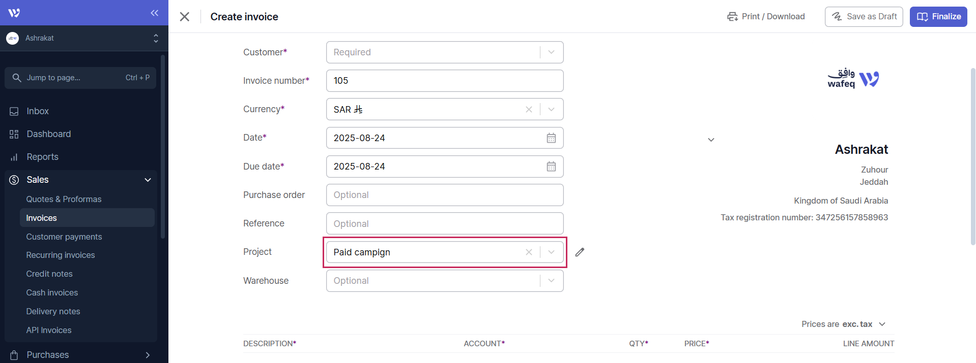 Linking Transactions to Projects