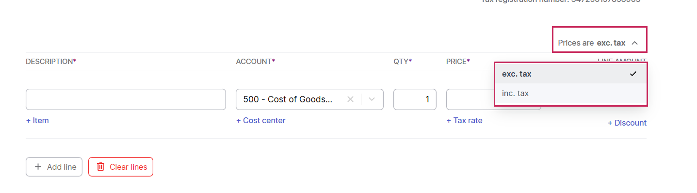 Handling VAT in a Debit Note