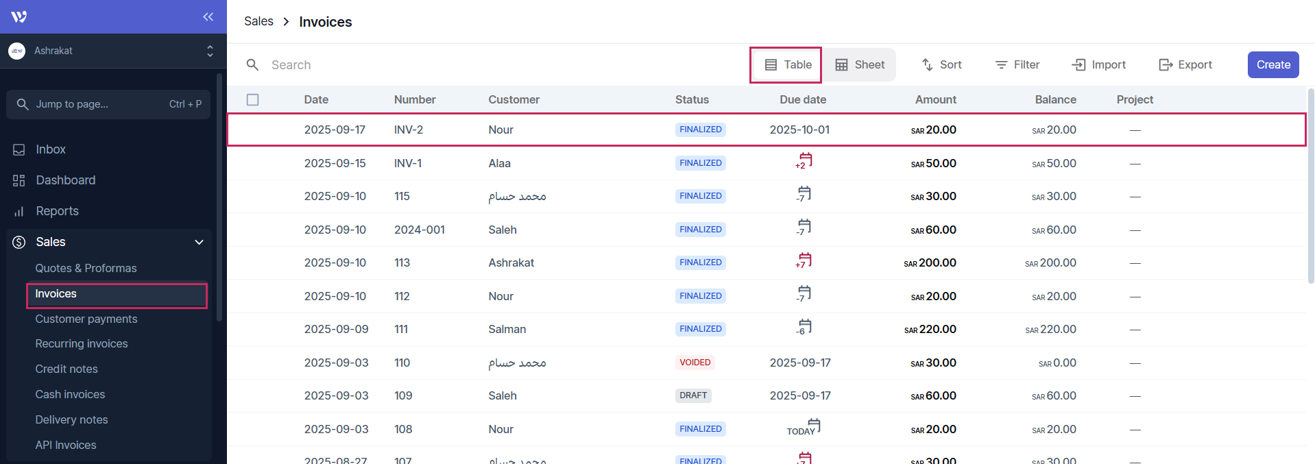 Steps to void an invoice