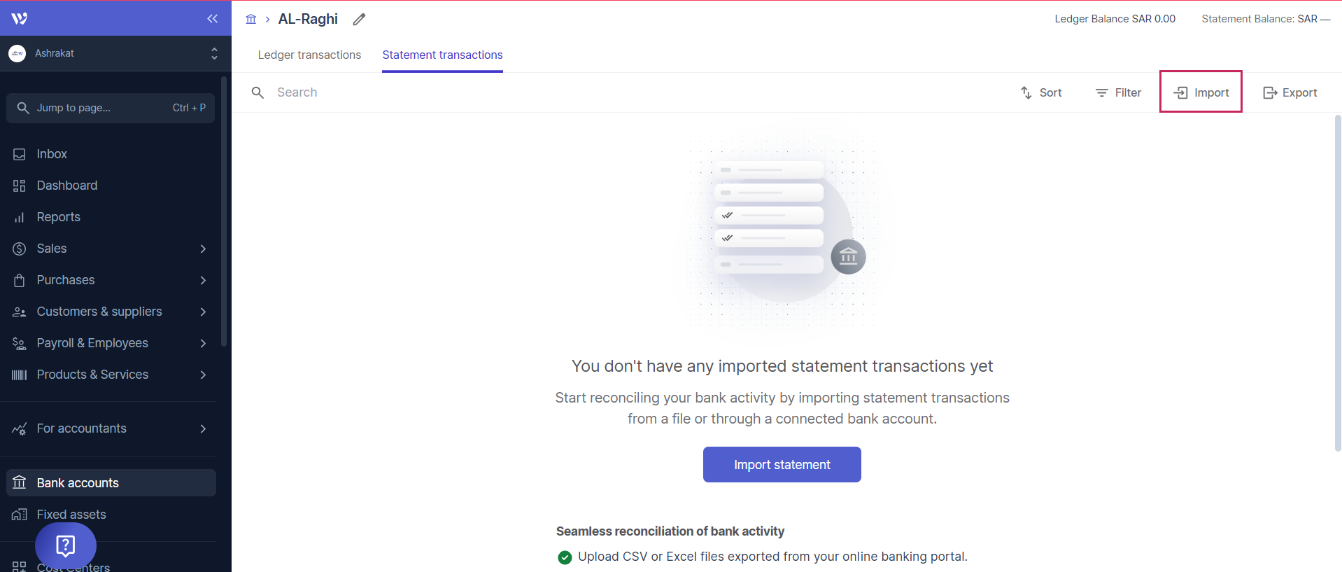 import statement transactions
