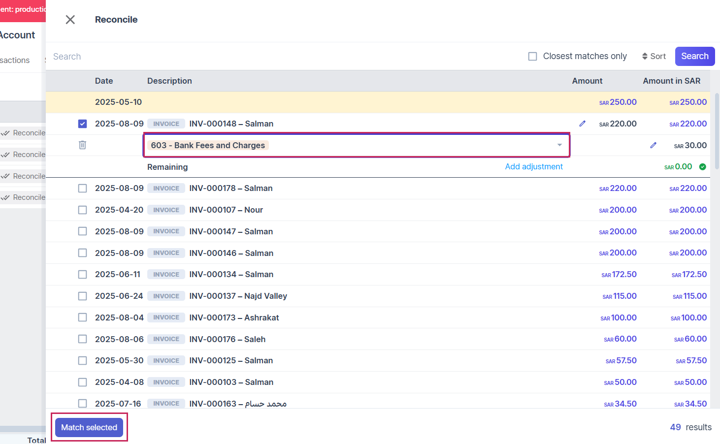 record the transaction and reconcile 