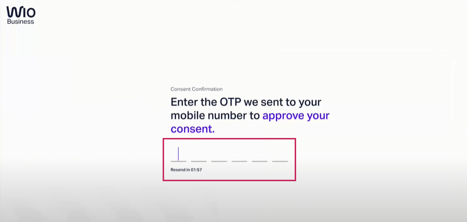 Enter the OTP to confirm the connection