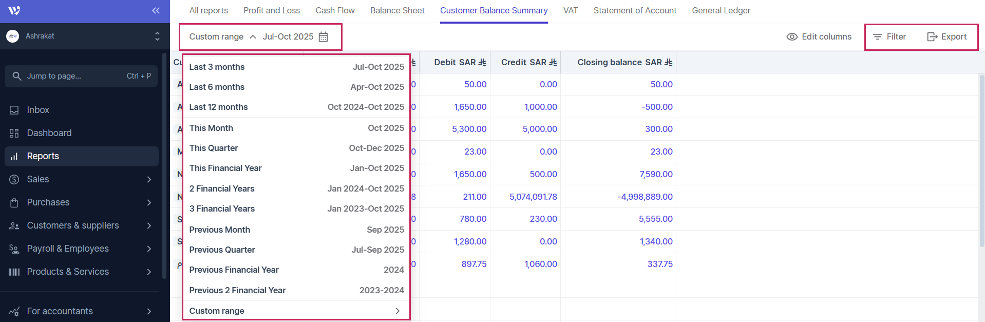 customize the report
